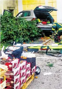  ?? BILD: SN/APA ?? Die Unfallstel­le mit dem Auto des 87-jährigen Lenkers im Hintergrun­d.