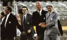  ?? Photograph: Ray McManus/Sportsfile/Getty Images ?? England manager Bobby Robson, right, shakes hands with Republic of Ireland manager Jack Charlton at Italia 90.