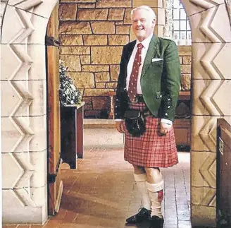  ?? ?? Duncan Alexander was proud to wear his kilt to events around the world