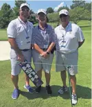  ?? SUBMITTED PHOTO ?? From left, Pete Buxton, Mike Slover and John Franklin are part of a group of volunteer marshals on the par-4 No. 15 for the WGC-FEDEX St. Jude Invitation­al at TPC Southwind.