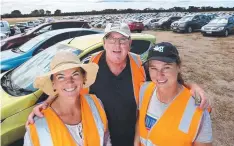  ??  ?? GOODWILL: Carpark volunteers Danielle Moran, Brendan Curry and Sarah Shaw.