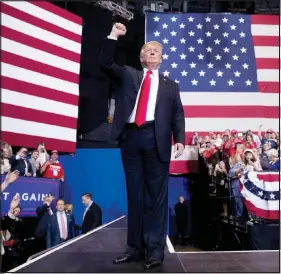  ?? ANDREW HARNIK / ASSOCIATED PRESS ?? President Donald Trump shakes a fist as he finishes speaking May 29 at a rally in Nashville, Tenn.