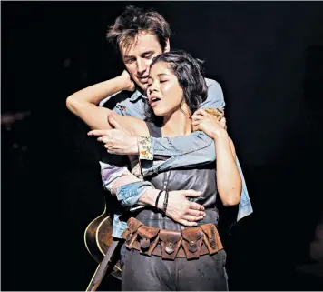  ??  ?? Heart-stopping: Reeve Carney (Orpheus) and Eva Noblezada (Eurydice) in Hadestown