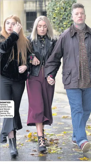  ?? Pic: Garry McHarg ?? DIGNIFIED Harlow’s parents Sara and Steven and sister Dionne.