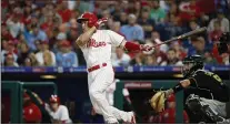  ?? ASSOCIATED PRESS FILE ?? The Phillies’ Scott Kingery, in action earlier in his career, was sent to Lehigh Valley once again to try to get his swing straight.