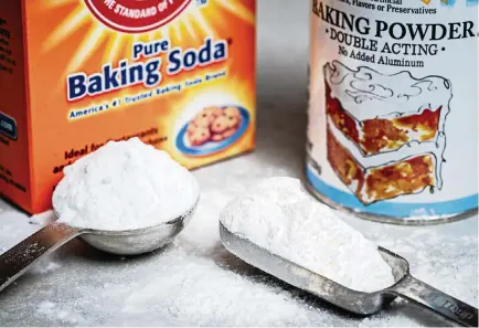  ?? SCOTT SUCHMAN For The Washington Post ?? Baking soda and baking powder are two of the most important ingredient­s on the baker’s shelf