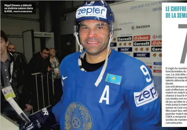  ??  ?? Nigel Dawes a débuté sa sixième saison dans la KHL.
