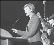  ?? ANDY MANIS/ ASSOCIATED PRESS ?? U. S. Rep. Tammy Baldwin, D- Wis., make her victory speech Tuesday inMadison. Baldwin beat former Wisconsin Gov. Tommy Thompson for a Senate seat.