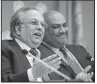  ?? AP/BEBETO MATTHEWS ?? Abdallah Al-Mouallimi (left), a Saudi Arabian ambassador, and Yemeni envoy Khaled Hussein Al-Yamani speak Monday at U.N. headquarte­rs.