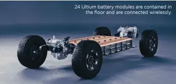  ??  ?? 24 Ultium battery modules are contained in the floor and are connected wirelessly.
