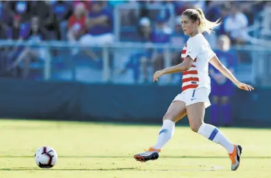  ?? Mike Comer / Getty Images ?? Center back Abby Dahlkemper makes a pass in the open field against Panama during a match in October.