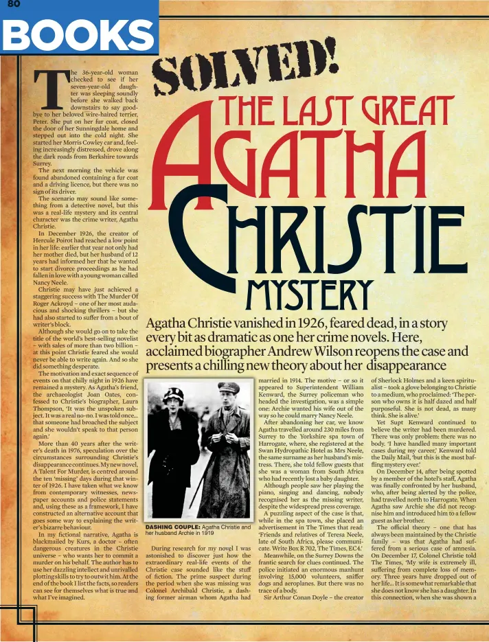  ??  ?? dashing couple: Agatha Christie and her husband Archie in 1919