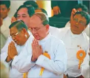  ?? XIANG MINGCHAO / CHINA DAILY ?? Myanmar President Thein Sein attends the inaugurati­on ceremony of the Myanmar-style shrine on June 30.