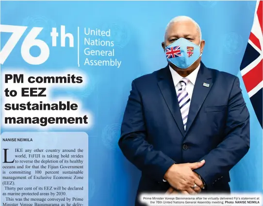  ?? Photo: NANISE NEIMILA ?? Prime Minister Voreqe Bainimaram­a after he virtually delivered Fiji’s statement at the 76th United Nations General Assembly meeting.