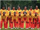  ?? ?? PROUD . . . The Lady Chevrons squad that secured
MOMENT passage to the T20 World Qualifiers line up before their match in Uganda