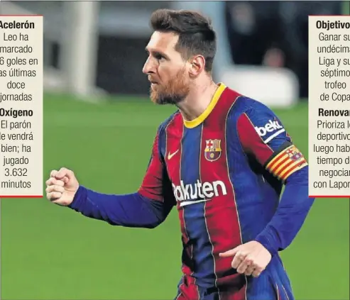  ??  ?? Leo Messi celebra un gol con el Barça en la presente temporada.