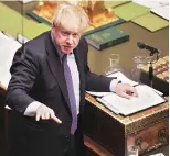  ?? PHOTO: REUTERS ?? Britain’s Prime Minister Boris Johnson at the House of Commons in London