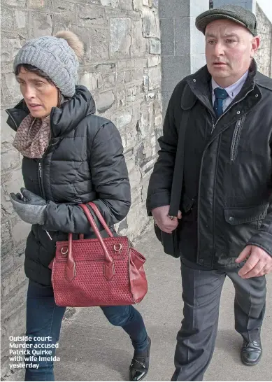  ??  ?? Outside court: Murder accused Patrick Quirke with wife Imelda yesterday