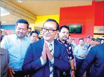  ?? HENG CHIVOAN ?? Former Cambodia National Rescue Party President Sam Rainsy has said he is standing by his claim that an appeal from the King for people to vote in the July 29 elections was made under duress.