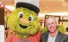  ??  ?? Orbit, the Astros mascot, and Reid Ryan attend Astros Team Up for Kids and K9s at Tootsies.