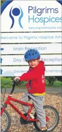  ??  ?? Thomas Allan cycled five miles in aid of Pilgrims Hospices and the special care baby unit