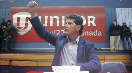  ?? COLE BURSTON/BLOOMBERG ?? Jerry Dias, national president of Unifor, the union representi­ng workers at the General Motors assembly plant in Oshawa, Ont., said the union will fight the automaker’s move to close the facility. GM says its restructur­ing plan will save the firm it $6 billion by the year 2020.