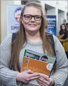  ??  ?? Caoimhe Davey, second year accounting student weighing up her options at the It Sligo Career’s Day.