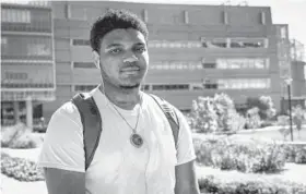  ?? ?? Keysean Reese, 19, a sophomore at Coppin State University, said,“I just feel like it was safer for everybody,” when talking about the university’s COVID-19 mandate for students on campus.