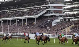  ??  ?? Packed crowds watch last month’s Cheltenham Gold Cup, which went ahead despite coronaviru­s concerns. Photograph: Tom Jenkins/The Guardian