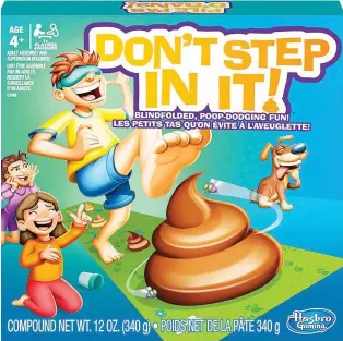  ??  ?? Ryan Carr, head of purchasing at Mastermind Toys, believes the widespread use of the poop emoji started a new craze in No. 2 related toys and games, such as Don’t Step In It! by Hasbro. MASTERMIND TOYS