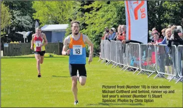  ??  ?? Pictured front (Number 18) is race winner Michael Coltherd and behind, runner up and last year’s winner (Number 1) Stuart Spencer. Photos by Chris Upton