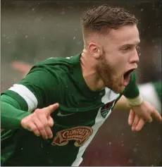  ??  ?? Wexford’s Kevin O’Connor celebrates after scoring the winning goal for Cork City in their recent Europa League qualifying round victory over BK Hacken from Sweden. After losing since 1-0 away to Genk of Belgium, they will seek a second leg win in...