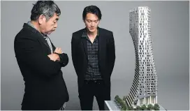  ?? CREDIT: SUPPLIED ?? Japanese architect Kengo Kuma, left, with Michael Sypkens of Kengo Kuma & Associates.