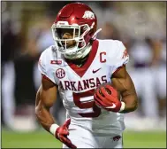  ?? (University of Arkansas/Walt Beazley) ?? Tailback Rakeem Boyd, who had eight carries for 28 yards before suffering a leg injury in Saturday’s game, is expected back at practice today, Arkansas Coach Sam Pittman said Monday.