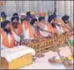  ?? HT FILE PHOTO ?? A ragi jatha comprises two harmonium players, one on tabla and one playing a string instrument.