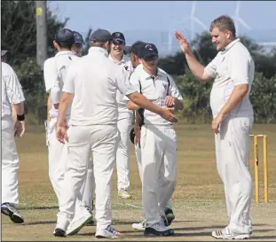  ?? Picture: Chris Davey FM3318895 ?? Mote 3rds’ Jacob Taylor (5- 10) enjoys another wicket