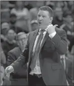  ?? The Associated Press ?? $19 MILLION DOLLAR MAN: Texas Tech coach Chris Beard yells to a referee during the second half of the Red Raiders’ 79-75 win against TCU Saturday in Lubbock, Texas.