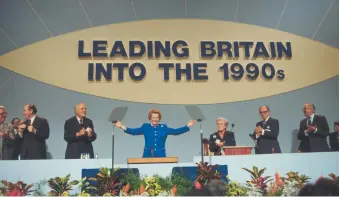  ??  ?? Prime Minister Margaret Thatcher at the 1988 Conservati­ve Party conference, Brighton, England