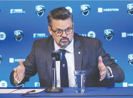  ?? JOHN MAHONEY ?? Impact president and CEO Kevin Gilmore answers questions on Friday about the suspension of the MLS season and CONCACAF competitio­n due to coronaviru­s concerns.