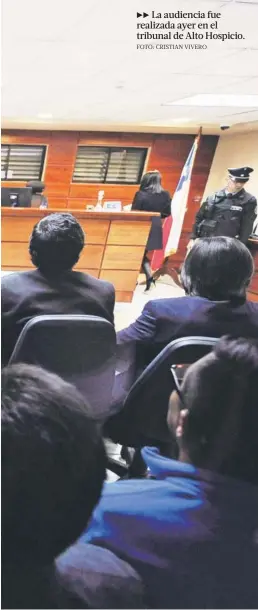  ?? FOTO: CRISTIAN VIVERO ?? ►► La audiencia fue realizada ayer en el tribunal de Alto Hospicio.