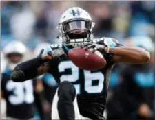  ?? FILE ?? Cornerback Daryl Worley (26) is shown celebratin­g an intercepti­on against the Green Bay Packers while Worley was a member of the Carolina Panthers. The Eagles released Worley hours after he was arrested Sunday.