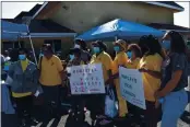  ?? PHOTO BY KIMBERLY K. FU — THE REPORTER ?? Members of the National Council of Negro Women — Fairfield, Suisun City, Vacaville section gather at Bethel Church in Fairfield for a kickoff to a Census awareness event throughout the city.