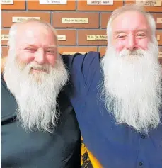  ?? Photo / Dean Taylor ?? Brothers Charlie (left) and Huggie (Ron) Proude in February ready for a fundraisin­g shave which is finally taking place this Saturday.