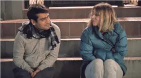  ?? SARAH SHATZ ?? Kumail Nanjiani and Zoe Kazan star as lovebirds in the romantic comedy “The Big Sick.”