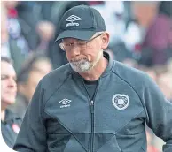  ??  ?? Craig Levein looks rueful at Tynecastle