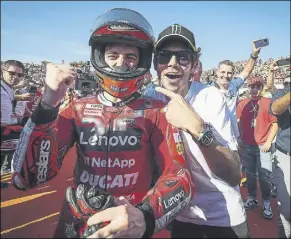  ?? Foto: MOTOGP.COM ?? Valentino no se perdió el título Bagnaia conquistó el suyo donde él perdió dos