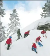  ?? ?? ABOVE: Skiing is fine, but sometimes kids just want to play in the snowdrifts at the top of Mount Pluto, where Northstar’s Summit Deck and Grille await.
A skier catches some air at Northstar’s terrain park.
The slopes on the Alpine Meadows side of the newly named Palisades Tahoe ski resort offer snowy thrills.