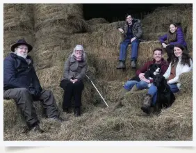  ??  ?? Matt on the sheep farm during filming with his parents Mike and Janice, children Luke and Molly and wife Nicola