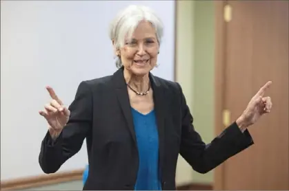  ?? John Colombo/For the Post-Gazette ?? Jill Stein again is the Green Party’s candidate for president. Her campaign is trying to get her on the Pennsylvan­ia ballot.
