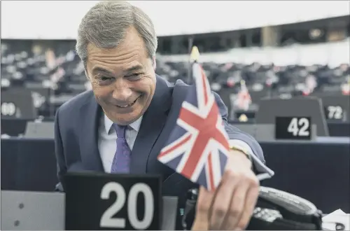  ?? PICTURE: AP. ?? DEFIANT: Former Ukip leader Nigel Farage attends a session of the European Parliament in Strasbourg yesterday in which a row erupted over his comments.